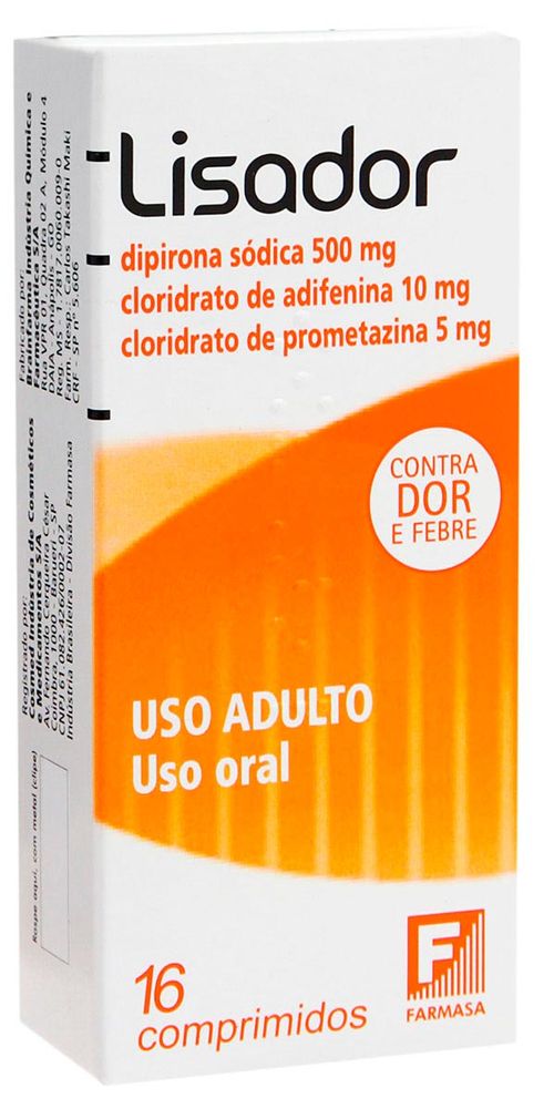 Lisador 500mg + 5mg + 10mg com 16 Comprimidos