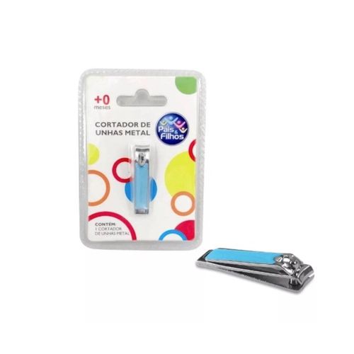 Pais e Filhos Cortador de Unhas Metal Cor Azul com 1 Unidade