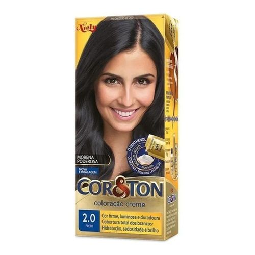 Kit Coloração Creme 2.0 Preto Niely Cor&Ton com 1 Unidade