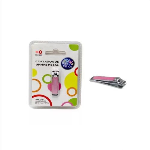 Cortador de Unhas Pais e Filhos Baby Cor Rosa com 1 Unidade