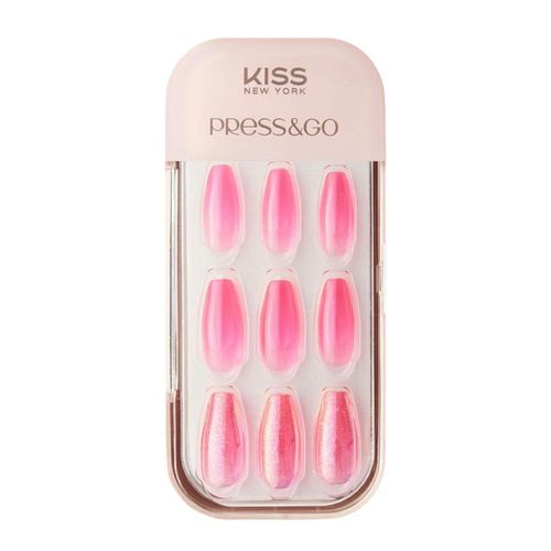 Unhas Autocolantes Kiss New York Press&Go Pink Jelly com 30 Unidades
