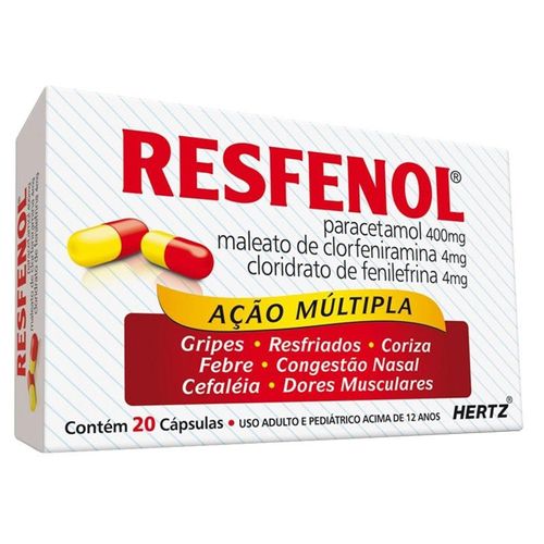 Resfenol 400mg + 4mg + 4mg com 20 Cápsulas Gelatinosas Duras