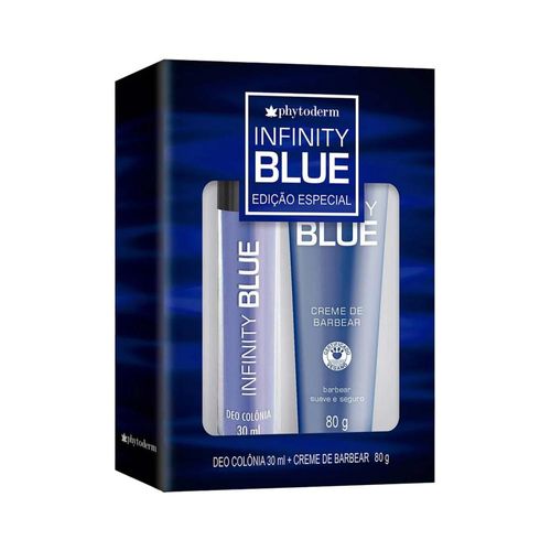 Kit Phytoderm Infinity Blue Masculino com 1 Deo Colônia 30ml + 1 Creme de Barbear 80g