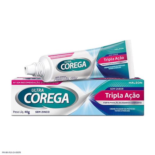 Creme Fixador de Próteses Ultra Corega Tripla Ação Sem Sabor 40g