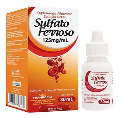 Sulfato Ferroso 125mg/ml Solução de Uso Oral Frasco Gotejador 30ml