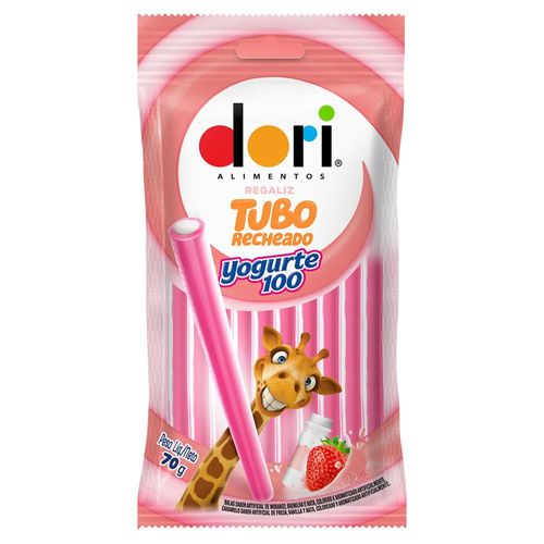 Balas de Gelatina Dori Regaliz Tubo Recheado Yogurt100 70g