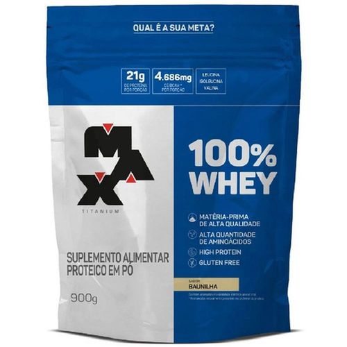 Refil 100% Whey Protein Sabor Baunilha Max Titanium 900g