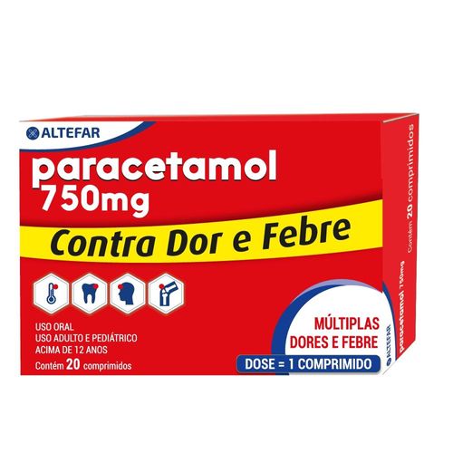 Paracetamol 750mg com 20 Comprimidos