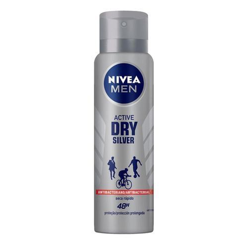 Desodorante Antitranspirante Aerosol Nivea Men Active Dry Silver Masculino com 150ml