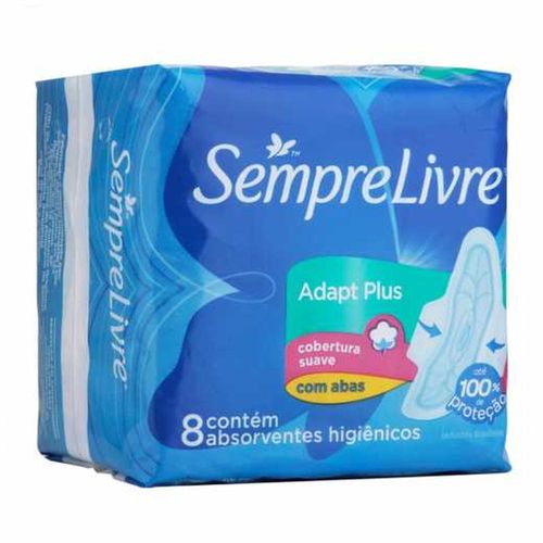 Absorvente Sempre Livre Adapt Plus Cobertura Suave Com Abas com 8 Unidades
