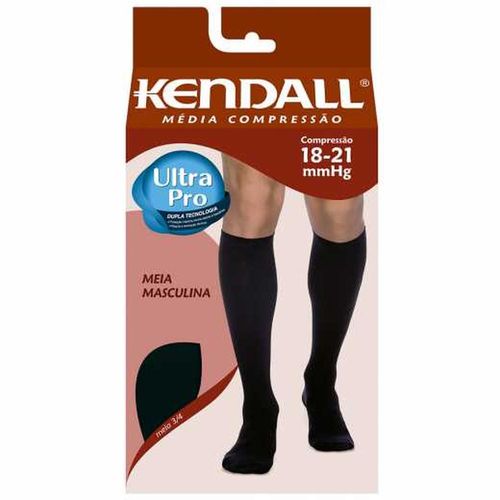 Meia Masculina de Média Compressão 3/4 Cor Marrom com Ponteira Tamanho M Kendall com 1 Par