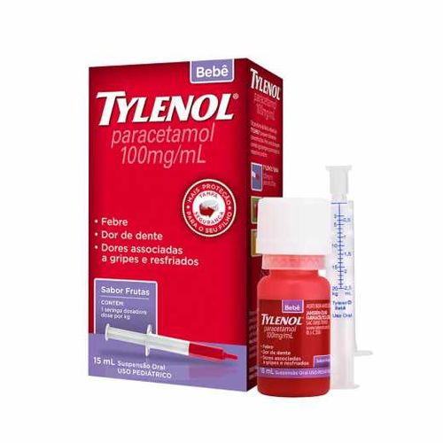 Tylenol Bebê 100mg/ml com Seringa Dosadora Suspensão de Uso Oral Frasco 15ml