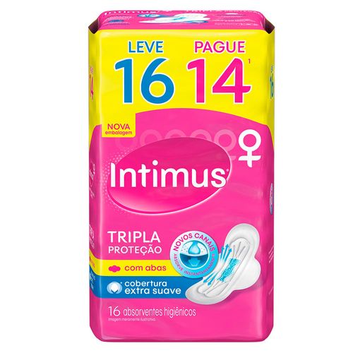 Absorvente Intimus Tripla Proteção Cobertura Suave com Abas com 16 Unidades