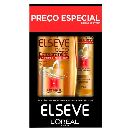 Kit Elseve L'Oréal Paris Óleo Extraordinário com Shampoo Nutrição 375ml + Condicionador Nutrição 170ml