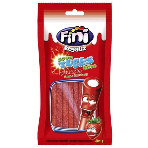 Balas de Gelatina Fini Tubes Morango Cítrico 80g