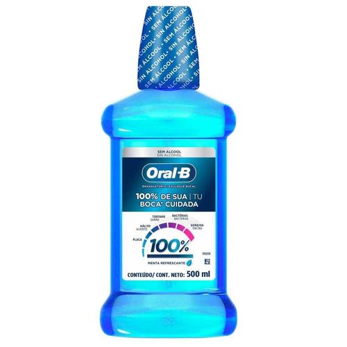 Enxaguante Bucal 100% de Sua Boca Cuidada Oral-B 500ml