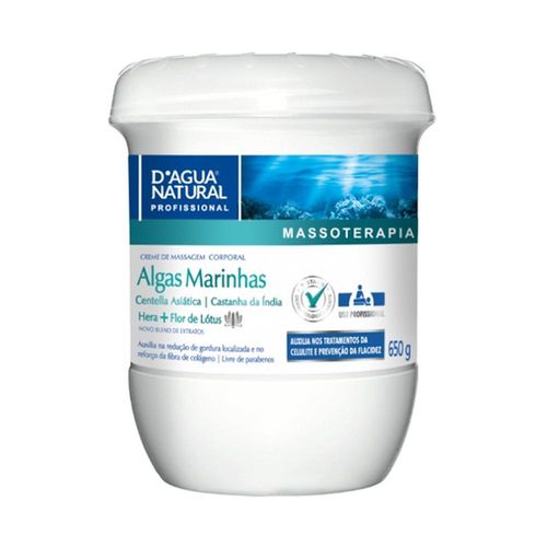 Creme de Massagem Corporal D'Agua Natural Algas Marinhas 650g