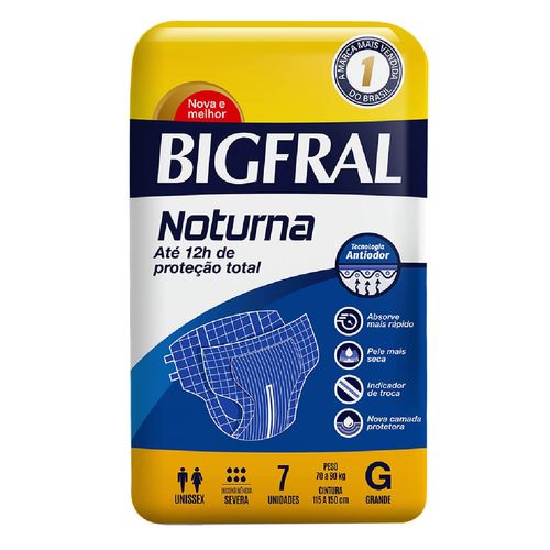 Fralda Geriátrica Bigfral Noturna G com 7 Unidades