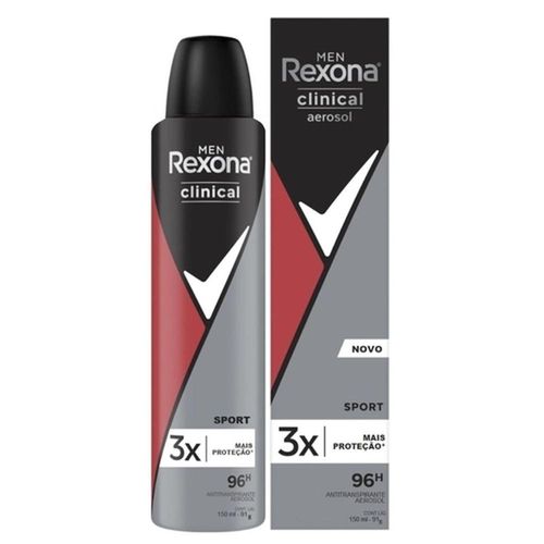 Desodorante Aerosol Antitranspirante Rexona Clinical Sport Masculino 150ml
