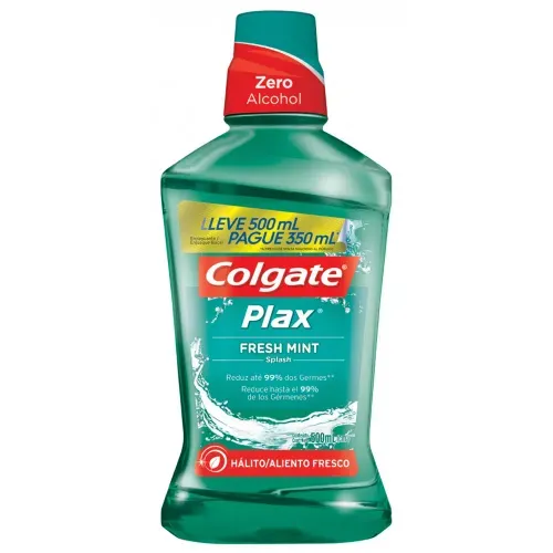 Enxaguante Bucal Colgate Plax Fresh Mint Zero Álcool Pague 350ml e Leve 500ml