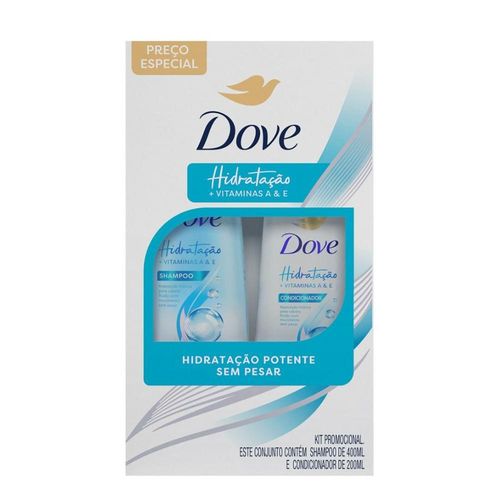 Kit Dove Hidratação Vitaminas A e E com 1 Shampoo 400ml + 1 Condicionador 200ml