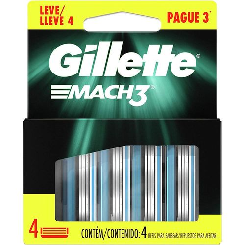 Refil Para Barbear Gillette Mach3 com 4 Unidades