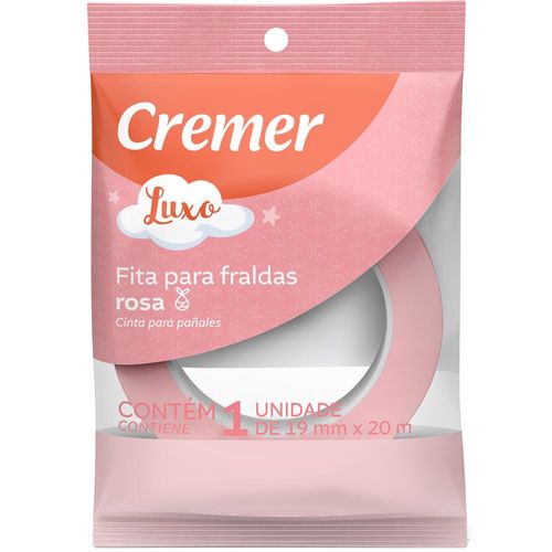 Fita para Fraldas Luxo Rosa Cremer 19mm X 20m com 1 Rolo