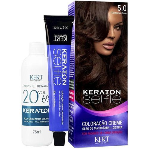 Keraton Selfie Creme Coloração Individual 5.0 Castanho Claro 50g