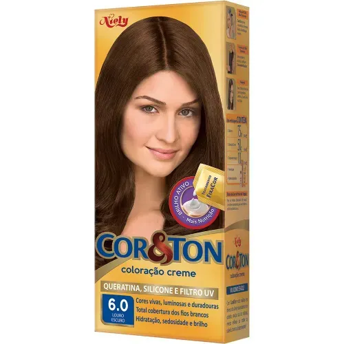 Kit Coloração Creme 6.0 Louro Escuro Niely Cor&Ton com 1 Unidade