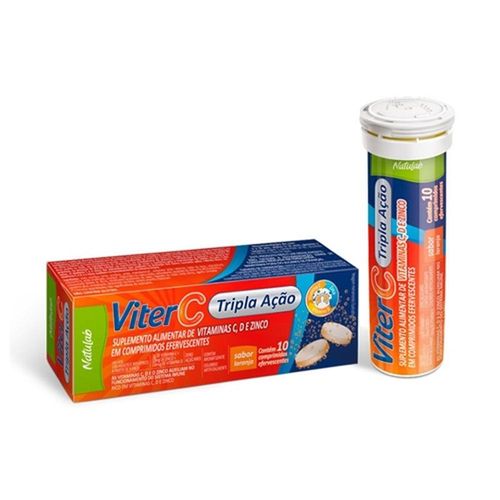 Viter C Tripla Ação Sabor Laranja com 10 Comprimidos Efervescentes