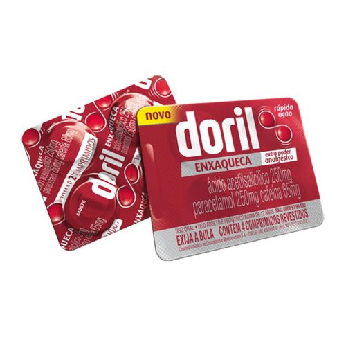 Doril Enxaqueca 250mg + 250mg + 65mg com 4 Comprimidos Revestidos