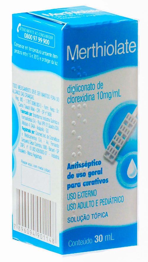 Merthiolate 30mg/ml com Espatúla Solução Aquosa de Uso Dermatológico Frasco 30ml