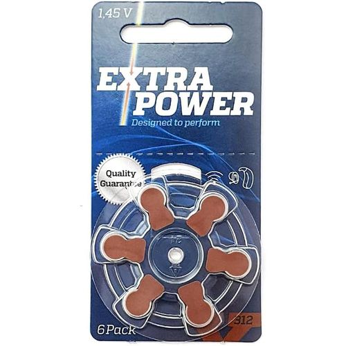 Bateria Extra Power HP312A para Aparelho Auditivo com 6 Unidades