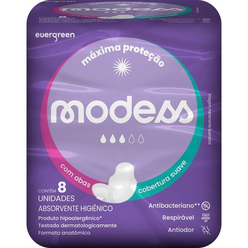 Absorventes Femininos com Abas Malha Suave Modess com 8 Unidades