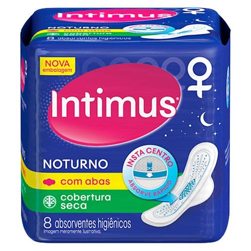 Absorvente Intimus Noturno Seco com Abas com 8 Unidades