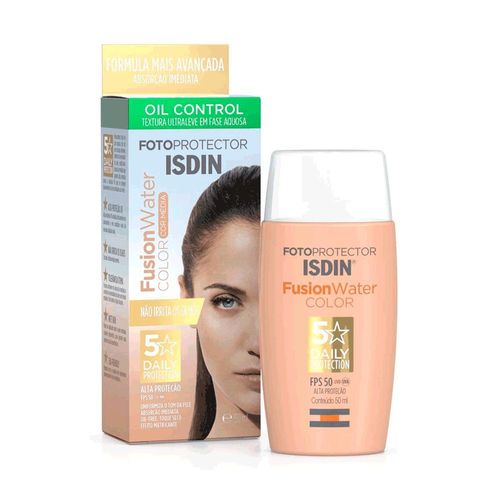 Protetor Solar Facial Fotoprotector FPS 50+ Fusion Water Color Média Isdin 50ml