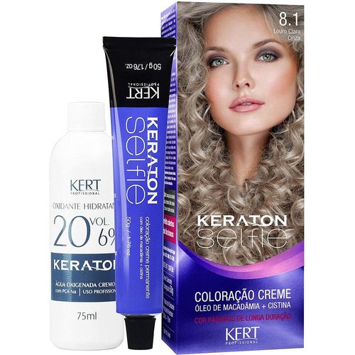 Coloração Keraton Selfie Cor Nº 8.1 Loiro Claro Cinza com 1 Unidade