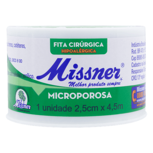 Fita Cirúrgica Microporosa Missner 2,5cm x 4,5m com 1 Unidade