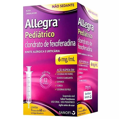 Allegra 6mg/ml com Seringa Dosadora Suspensão De Uso Oral Sabor Framboesa 60ml