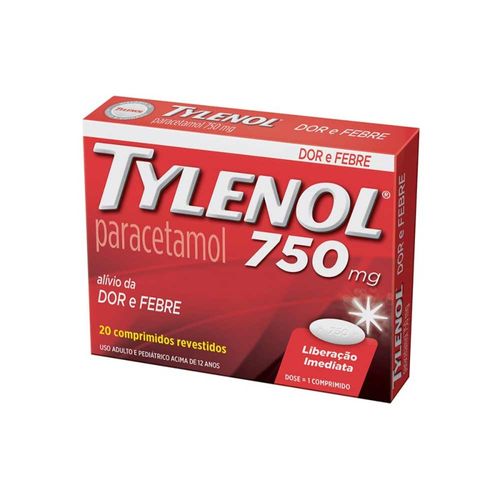 Tylenol 750mg com 20 Comprimidos Revestidos