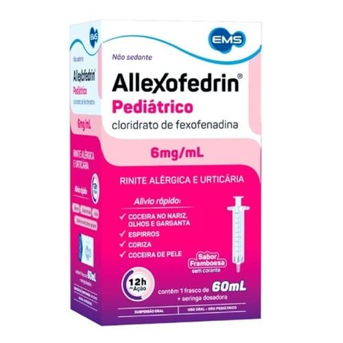 Allexofedrin 6mg/ml com Seringa Dosadora Suspensão de Uso Oral Sabor Framboesa Pediátrico Frasco 60ml