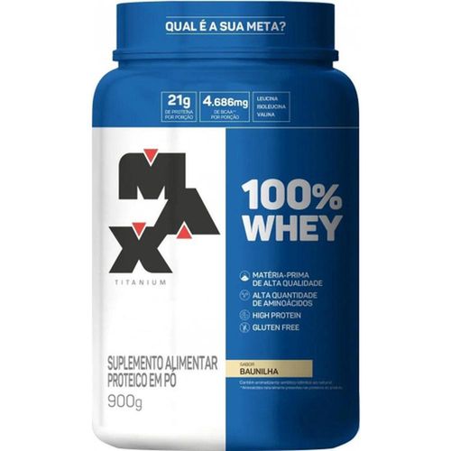 100% Whey Protein Concentrado Max Titanium Sabor Baunilha 900g