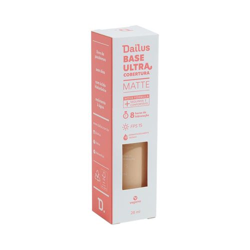Base Líquida Ultra Cobertura Matte D2 Claro Dailus 28ml
