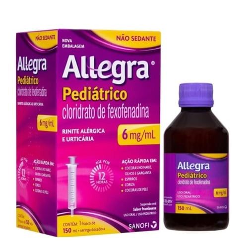 Allegra 6mg/ml com Seringa Dosadora Suspensão De Uso Oral Sabor Framboesa 150ml