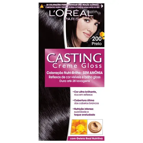 Kit Coloração Creme 200 Preto L'Oréal Paris Casting Gloss com 1 Unidade