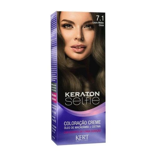 Coloração Creme Cor Nº 7.1 Louro Médio Cinza Keraton Selfie com 1 Unidade