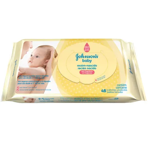 Lenço Umedecido Johnsons Baby Recém-nascido com 48 Unidades