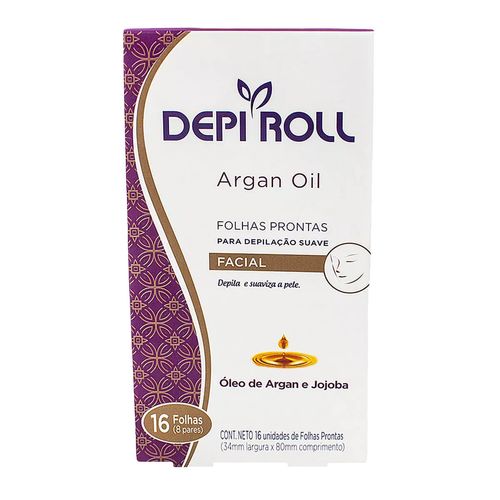 Folhas Depilatórias Faciais Depi Roll Argan Oil com 16 Unidades