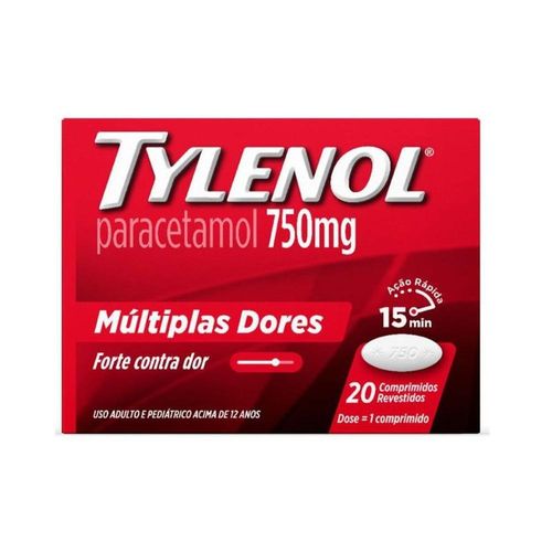 Tylenol 750mg Múltiplas Dores com 20 Comprimidos