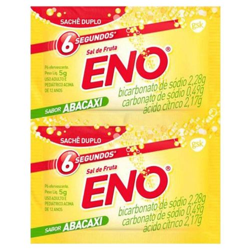 Sal de Frutas Eno Pó Efervescente de Uso Oral Sabor Abacaxi com 2 Envelopes com 5g